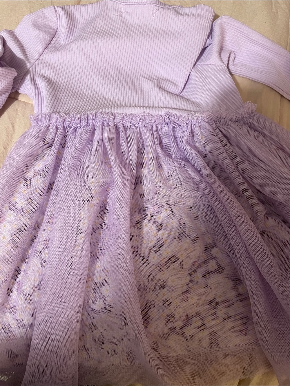 Girls' Lavender Floral Tulle Dress